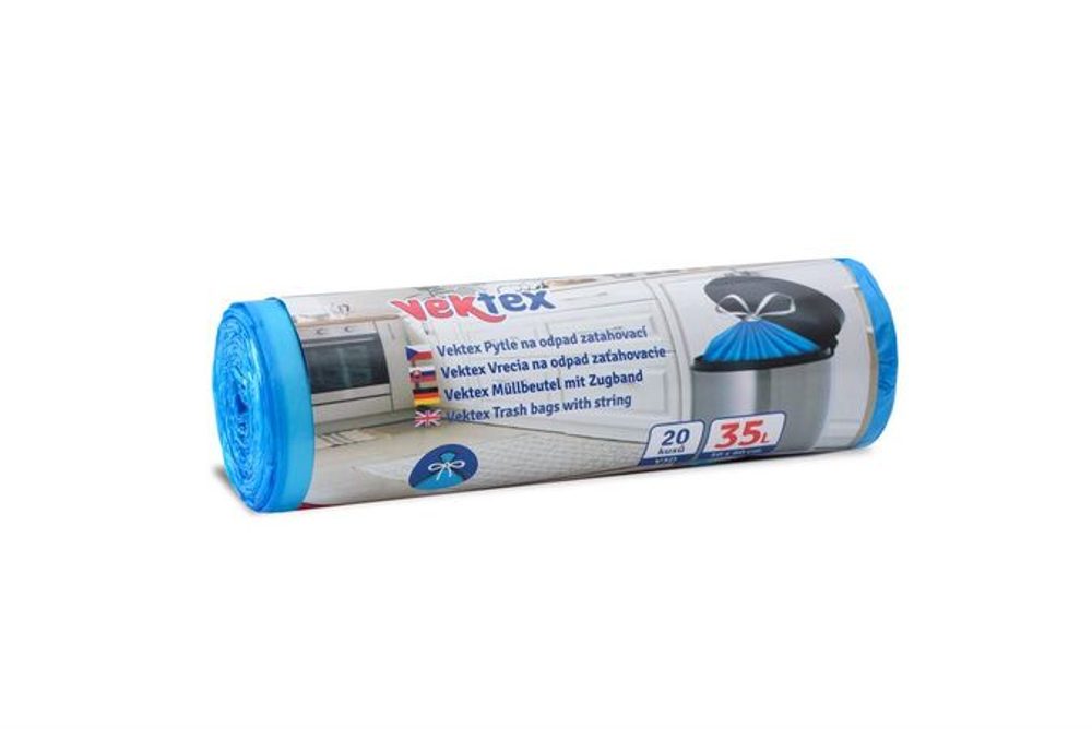 Levně sáčky odp. 35l-20ks-50x60cm,V3D, zatah. 15mik. modré VEKTEX