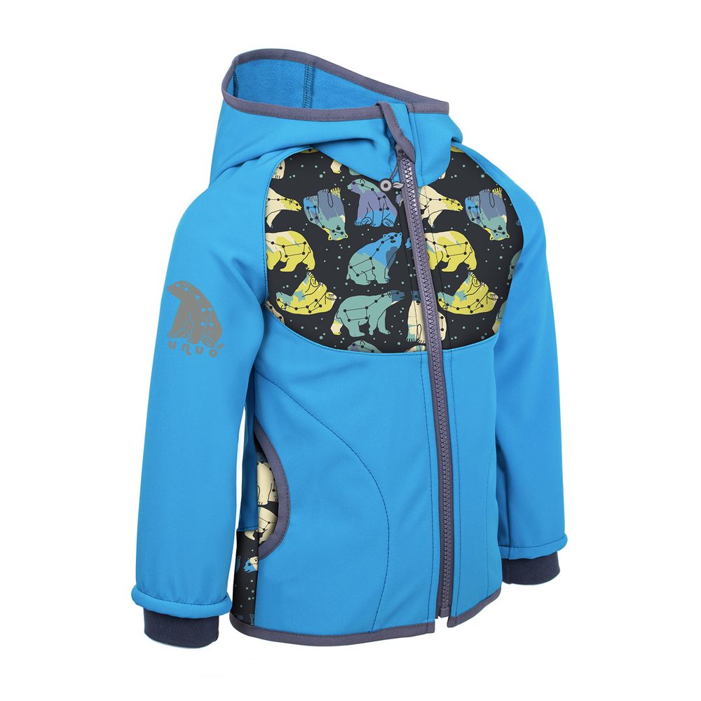 Levně unuo Softshellová bunda s fleecem Souhvězdí medvěda tyrkysová (Unuo softshell jacket printed) - 98/104