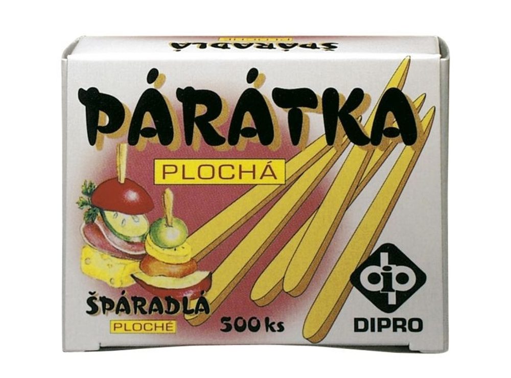 Levně párátka 500ks, plochá, dřevo, pap. krab.