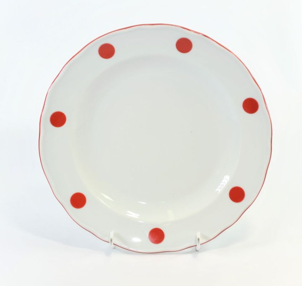 Levně talíř d24cm mělký ČERVENÝ PUNTÍK, čes.porcelán