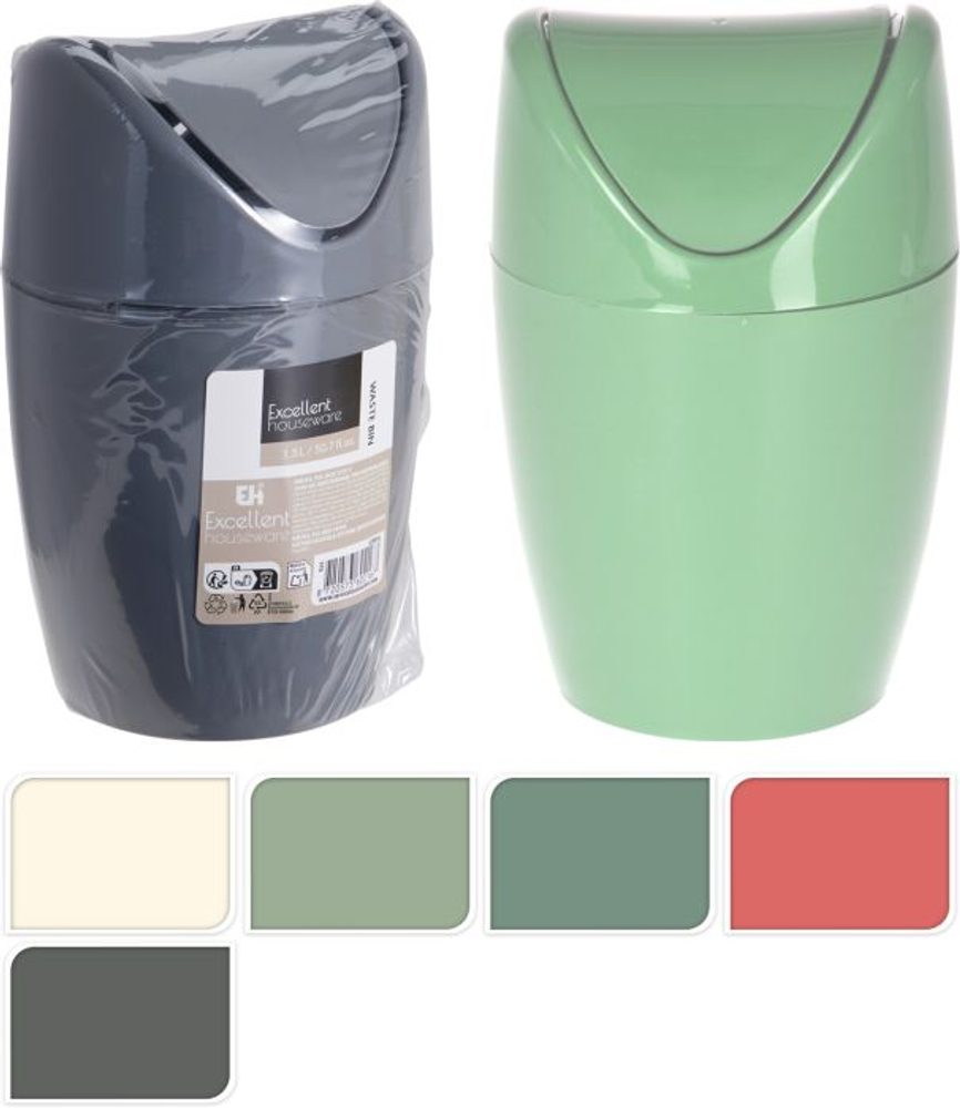 Levně koš odp. 1,5l stolní 5barev, výklopný, plast