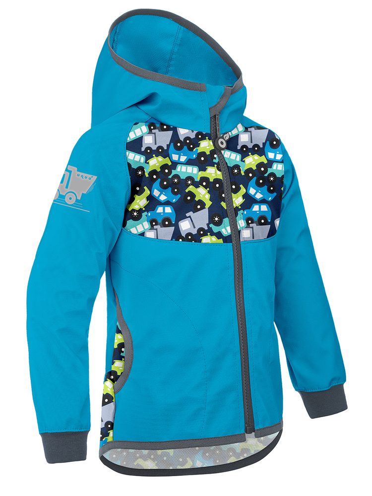 Levně unuo Softshellová bunda bez zateplení Autíčka aqua (Unuo softshell jacket) - 68/74