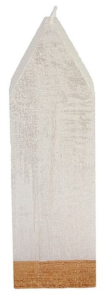 Levně Svíčka rustik 50x50x160 DOMEČEK bílá/zlatá