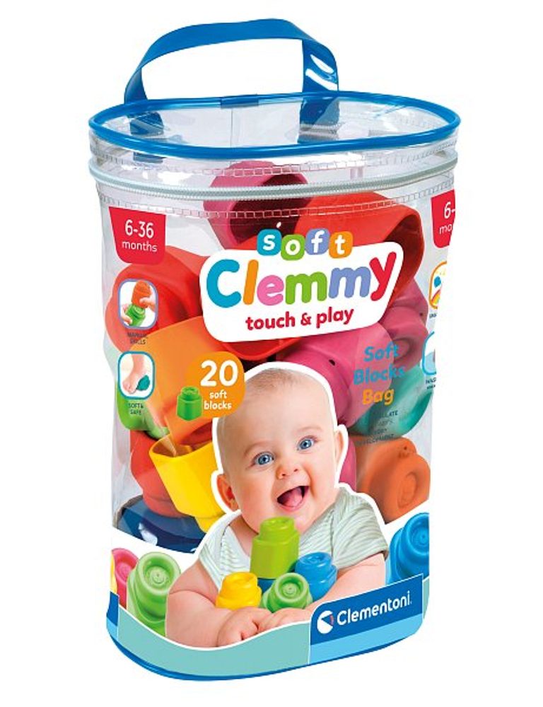 CLEMENTONI Clemmy baby - 20 kostek v platovém pytli