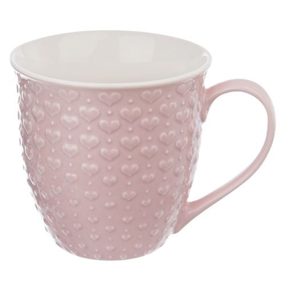 Levně hrnek 580ml SRDCE růžový, d11x10,5cm, keramika