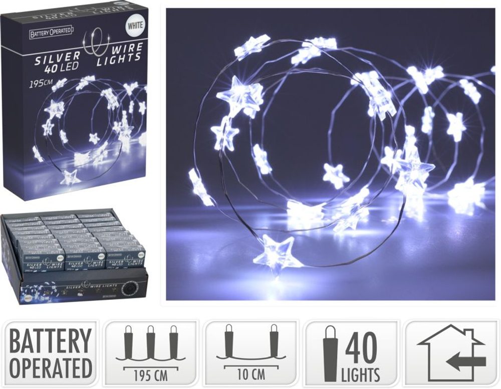 Levně řetěz 195cm, 40LED, vnitřní, bílé led