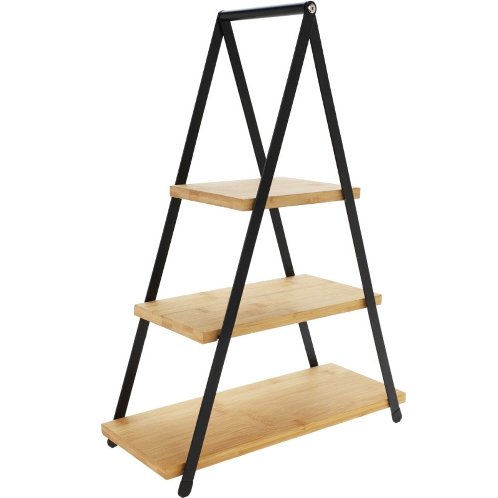 Levně EXCELLENT HOUSEWARE Etažér třípatrový Pyramida dřevěný KO-784610100
