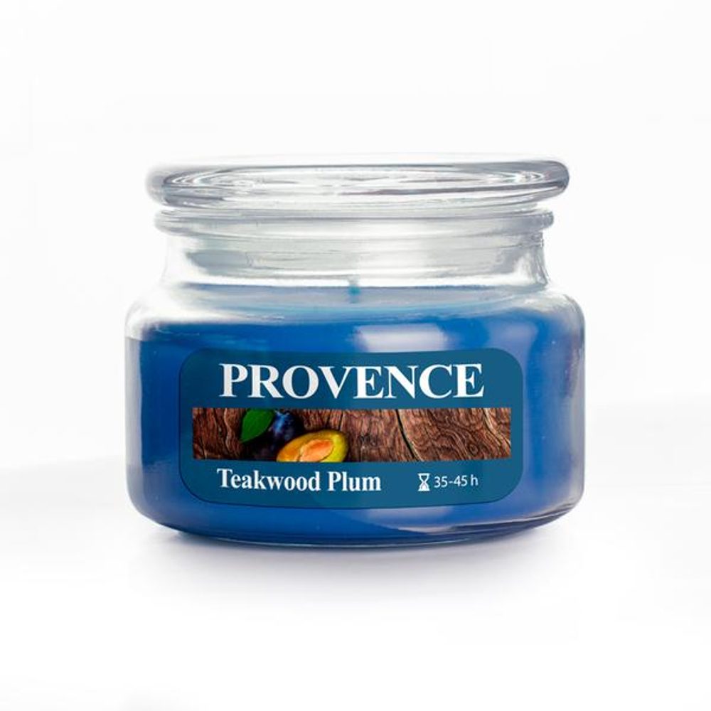 Levně Provence SVÍČKA VE SKLE S VÍČKEM 200G TEAKWOOD PLUM,1 KNOT