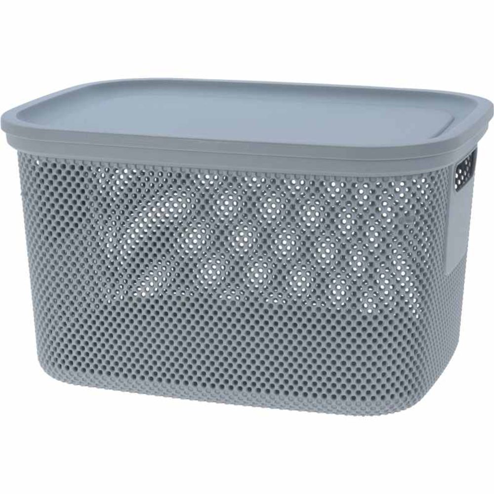 Levně EXCELLENT HOUSEWARE Úložný koš s víkem 18 l šedá KO-027000210seda