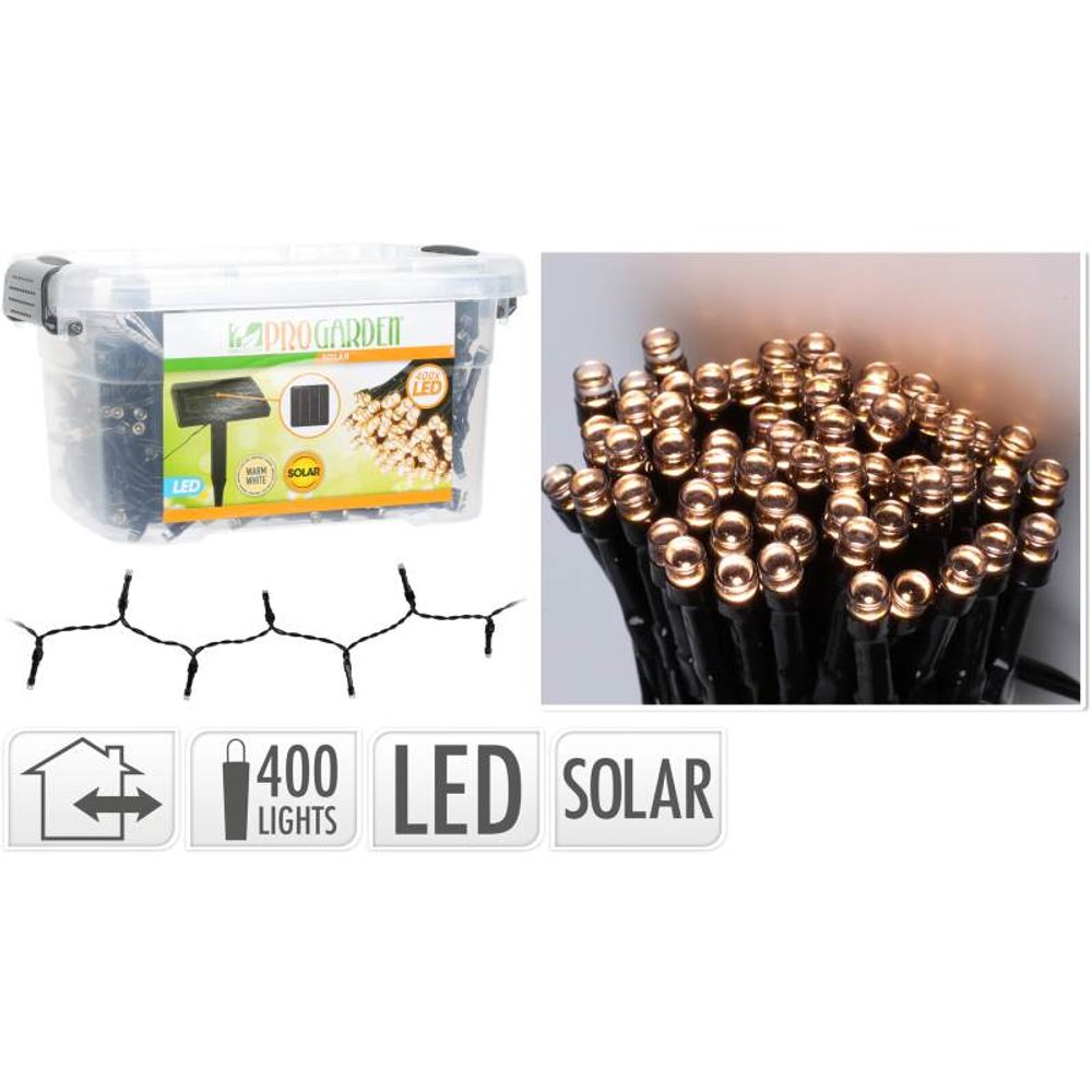 Levně HOMESTYLING Světelný řetěz solární teplá bílá 400 LED / 24 m KO-DX9520010
