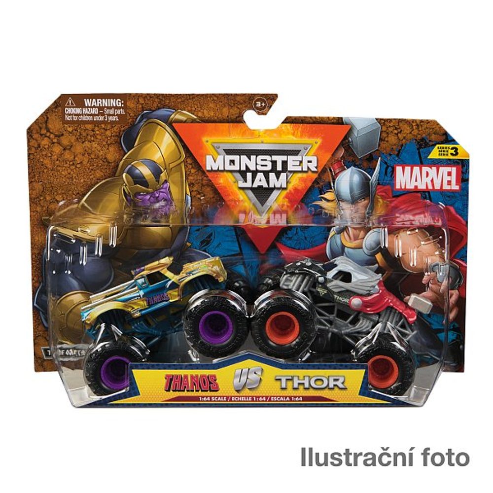 Levně SpinMaster MONSTER JAM - sběratelský kovový model auta Monster Truck, Marvel, set 2 modelů, assort, 1:64