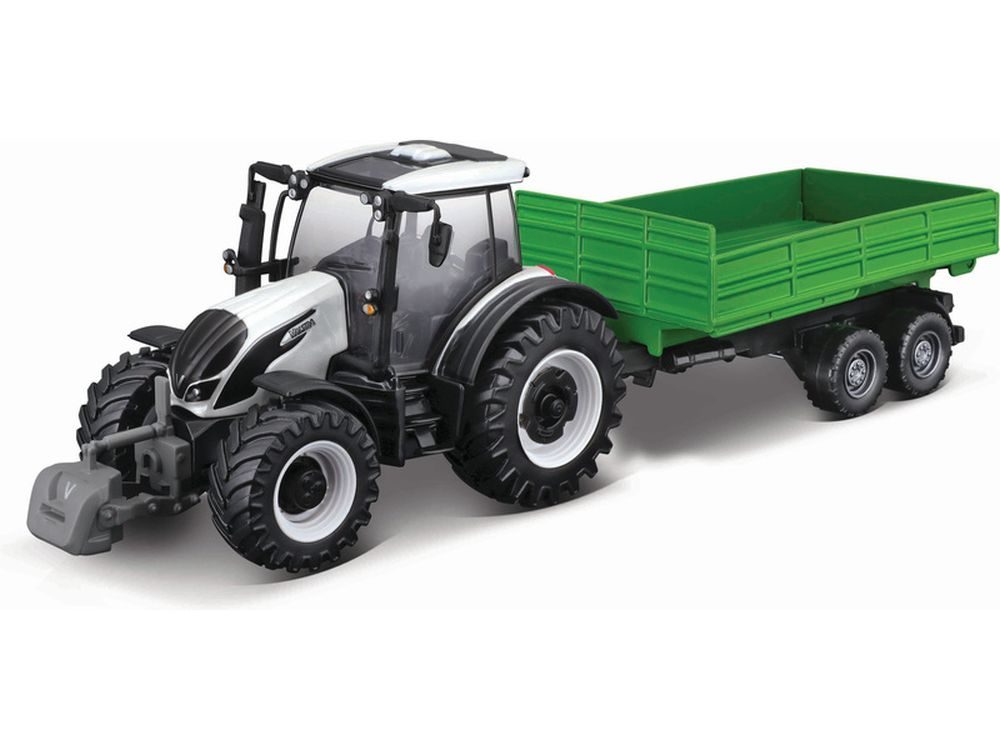 Levně Bburago Farm 10cm Tractor with Trailer - Valtra N174 - Tipping Trailer