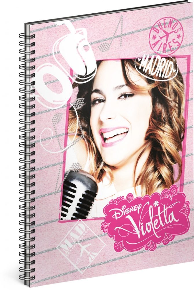 Levně Presco Group Spirálový blok Violetta – Music, nelinkovaný, A5