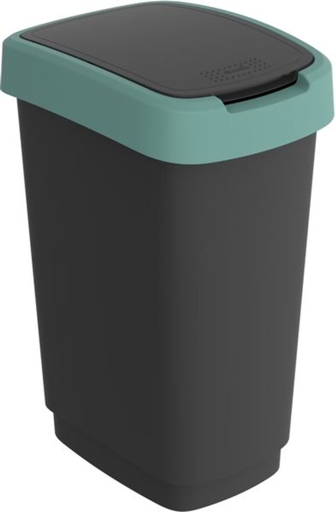 Levně koš odp.25l TWIST, černý/krém.zelený,výklop., plast