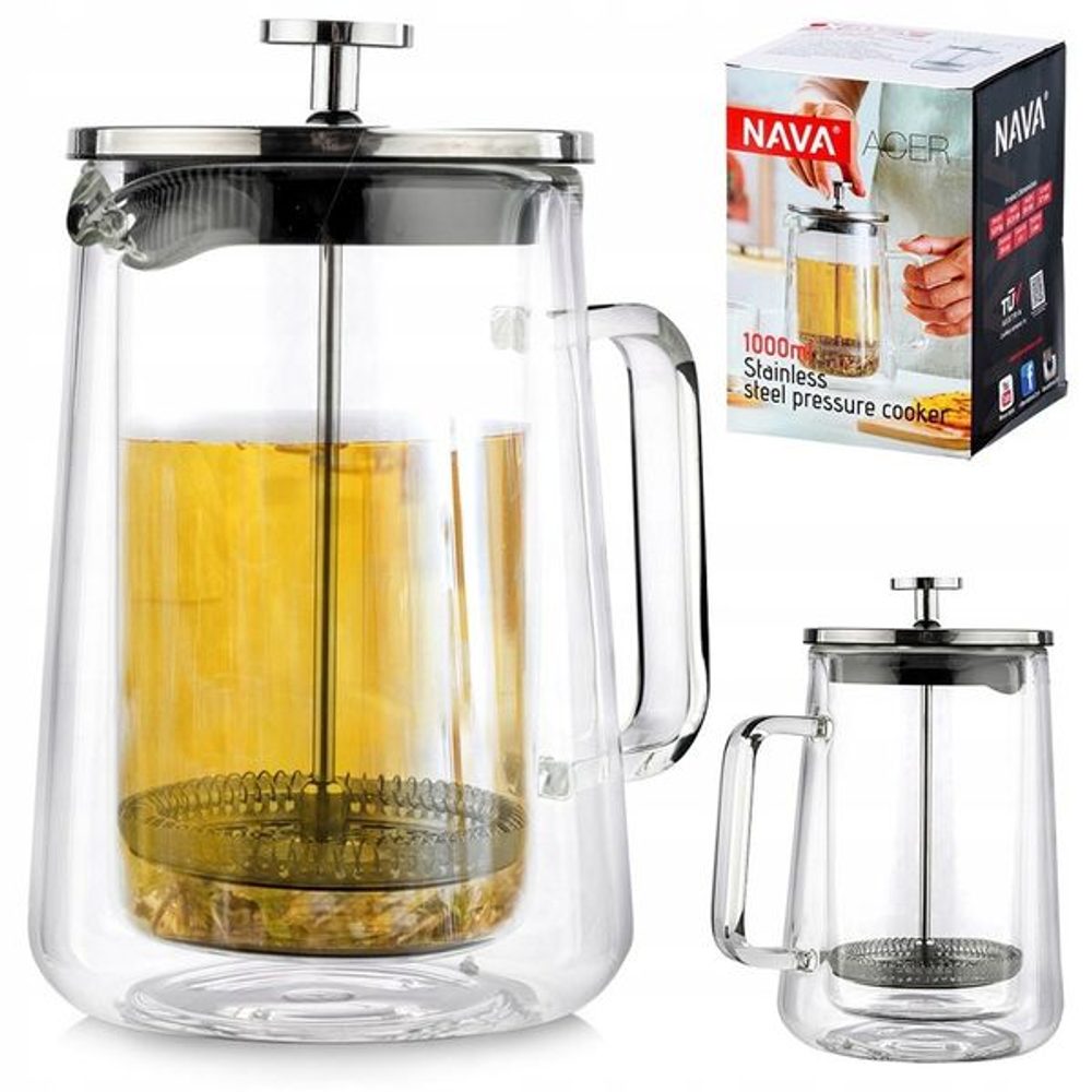 Levně konvice 1,00l ACER 2stěnná, COFFEE MAKER, sklo+plast