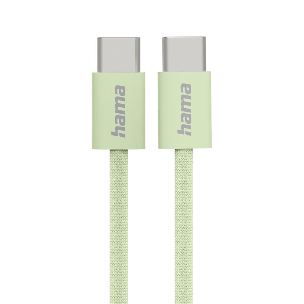 Levně Hama USB-C 2.0 kabel Fabric, 1m, opletený, zelený