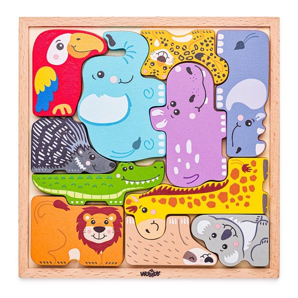 Levně WOODY Puzzle na desce - Zvířátka