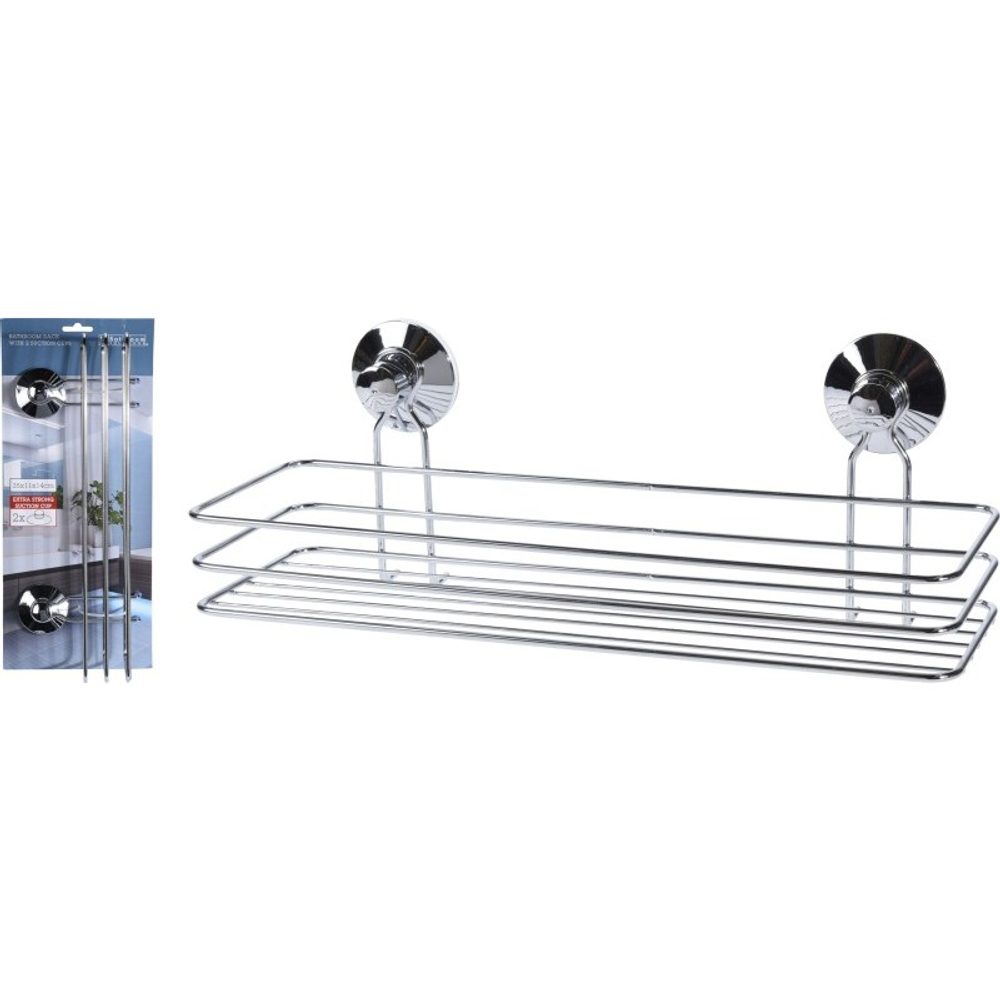 Levně HOMESTYLING Polička kovová do koupelny 35 x 11 x 14 cm stříbrná KO-C80651830