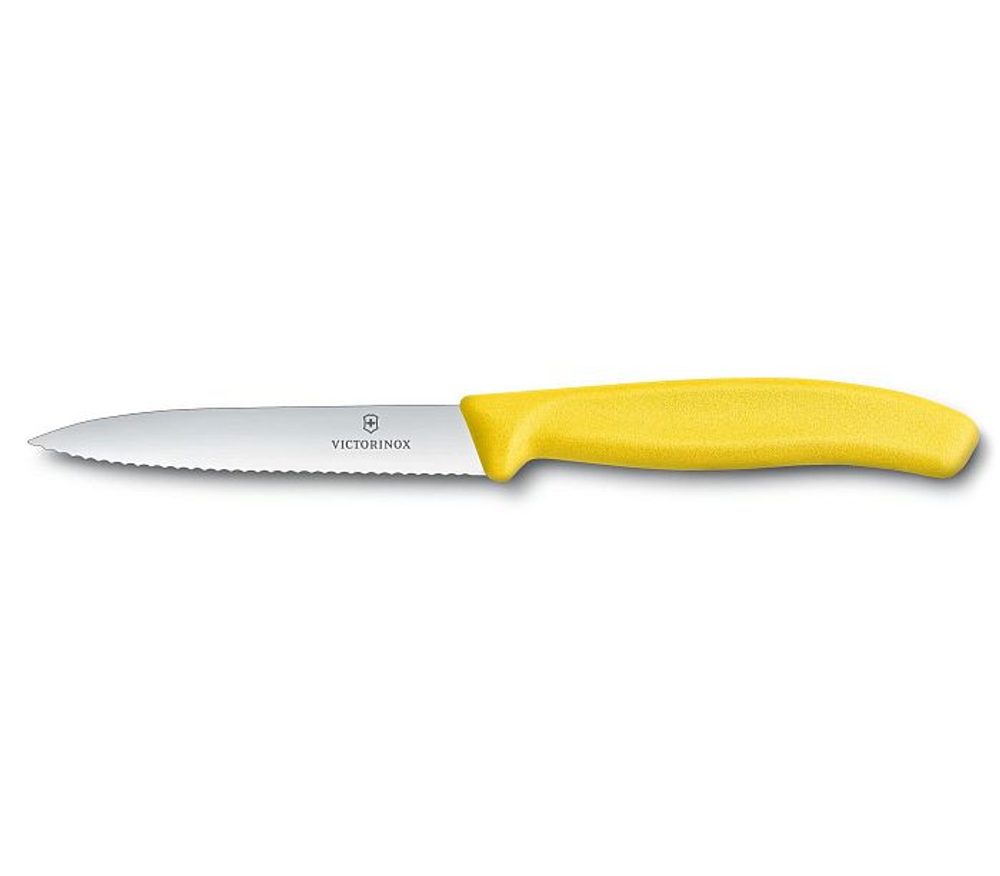Levně nůž 10cm kuch., vlnk.čepel, špička ŽLUTÝ VICTORINOX