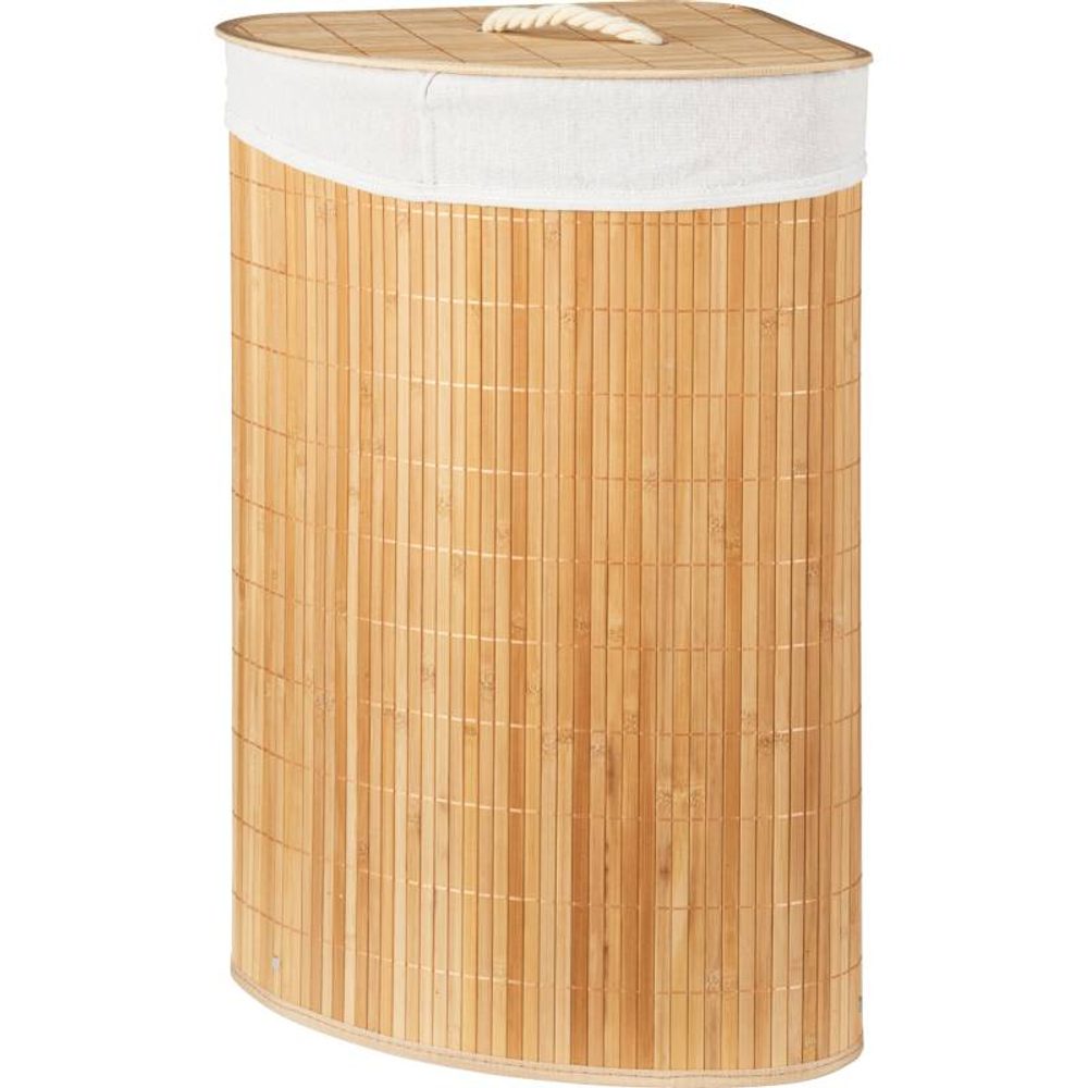 Levně EXCELLENT HOUSEWARE Koš na prádlo bambus rohový 35×35×60 cm hnědá/bílá KO-KR9000020