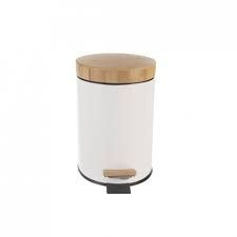 Levně koš odp. 3,0l pedál WHITELINE, d17x25cm, kov/bamb.víko