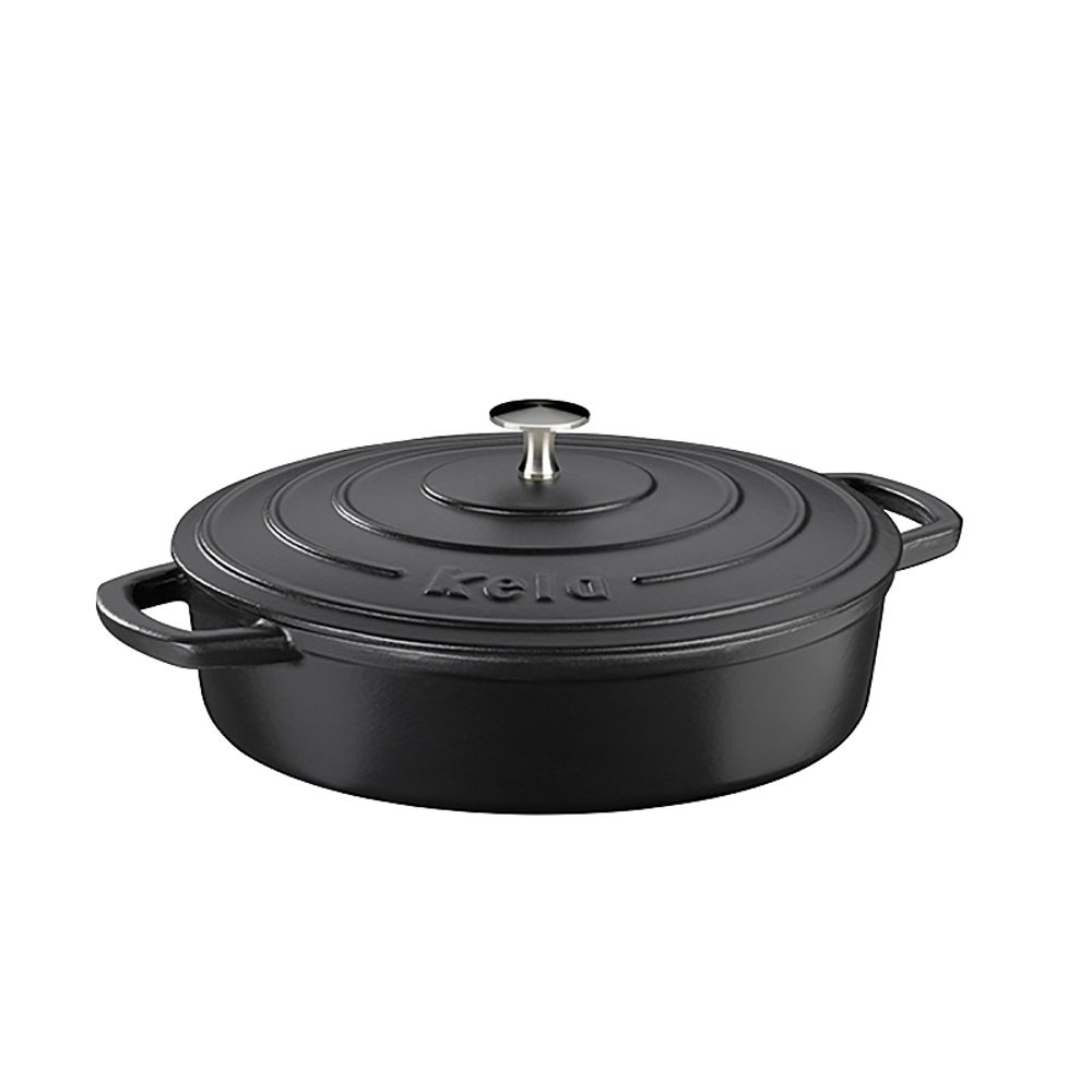 Levně KELA Pekáč s poklicí litinový CALIDO 28 cm černá KL-12468