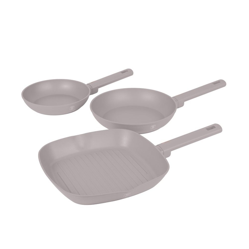 Levně BERLINGERHAUS Sada pánví s titanovým povrchem 3 ks Taupe Collection steak BH-8109