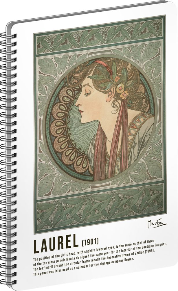 Levně Presco Group Spirálový blok Alfons Mucha - Laurel, linkovaný