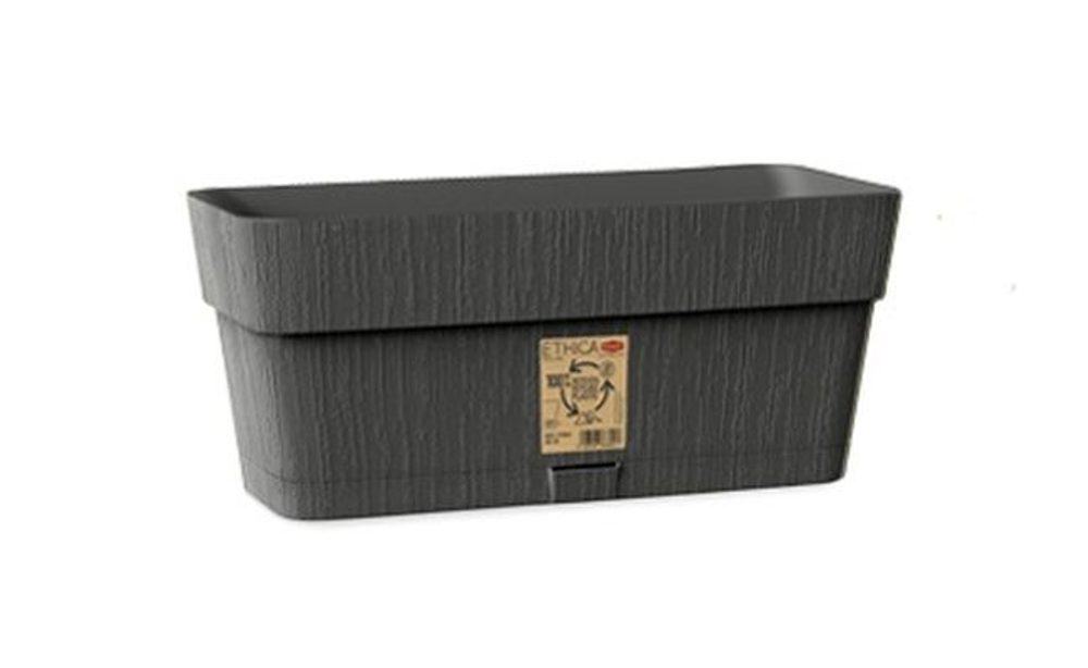 Levně truhlík 30cm GRAFIT ETHICA+miska, š13,v12cm, plast