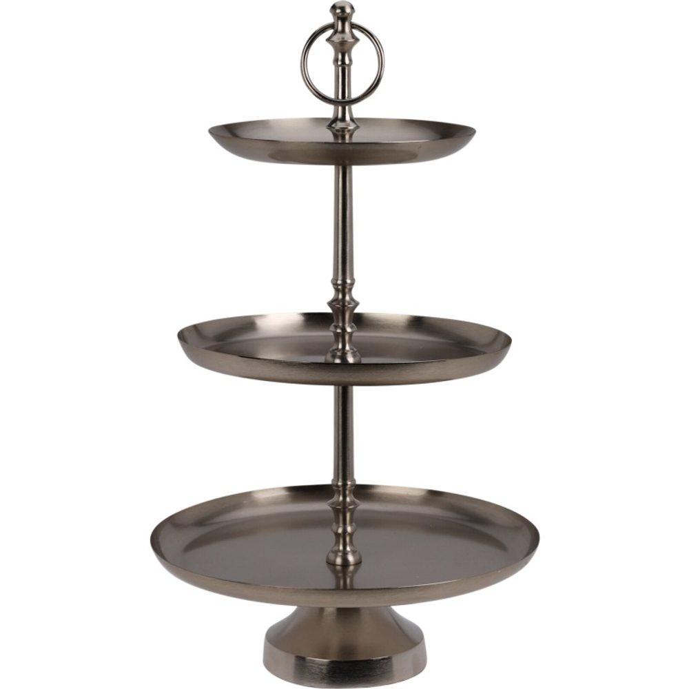 Levně EXCELLENT HOUSEWARE Etažér třípatrový kovový 30 x 50 cm stříbrná KO-A67101540