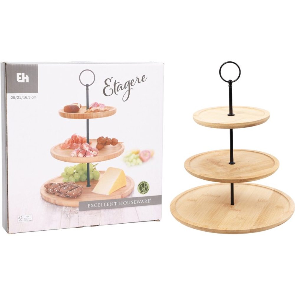 Levně EXCELLENT HOUSEWARE Etažér bambusový 3 patra KO-170489260