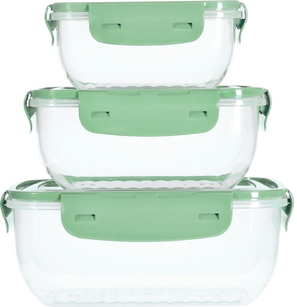 Levně EXCELLENT HOUSEWARE Dóza na potraviny sada 3 ks světle zelená KO-024001560svze