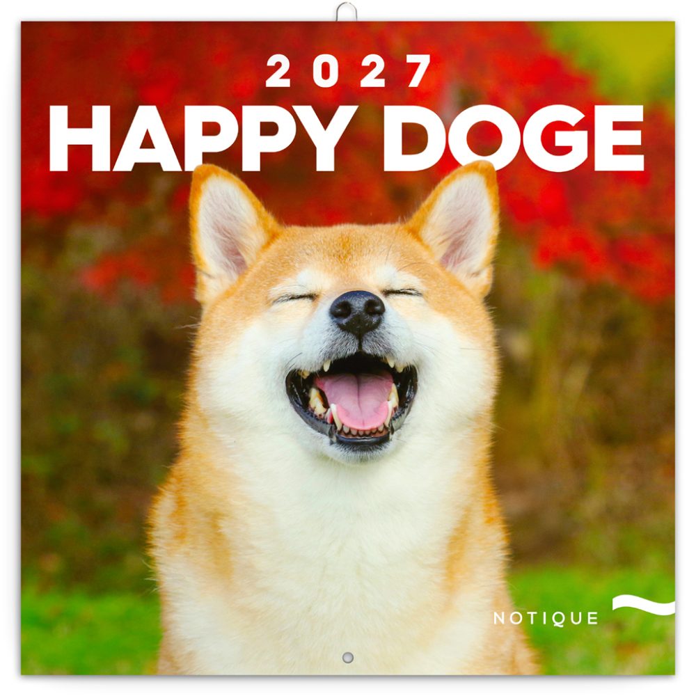 Levně NOTIQUE Poznámkový kalendář Happy Doge 2027, 30 x 30 cm