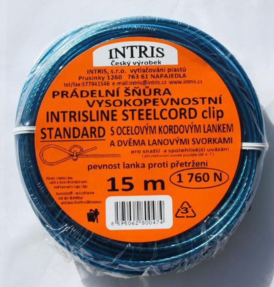 Levně šňůra 15m LANKO OCEL+svorka, STANDARD