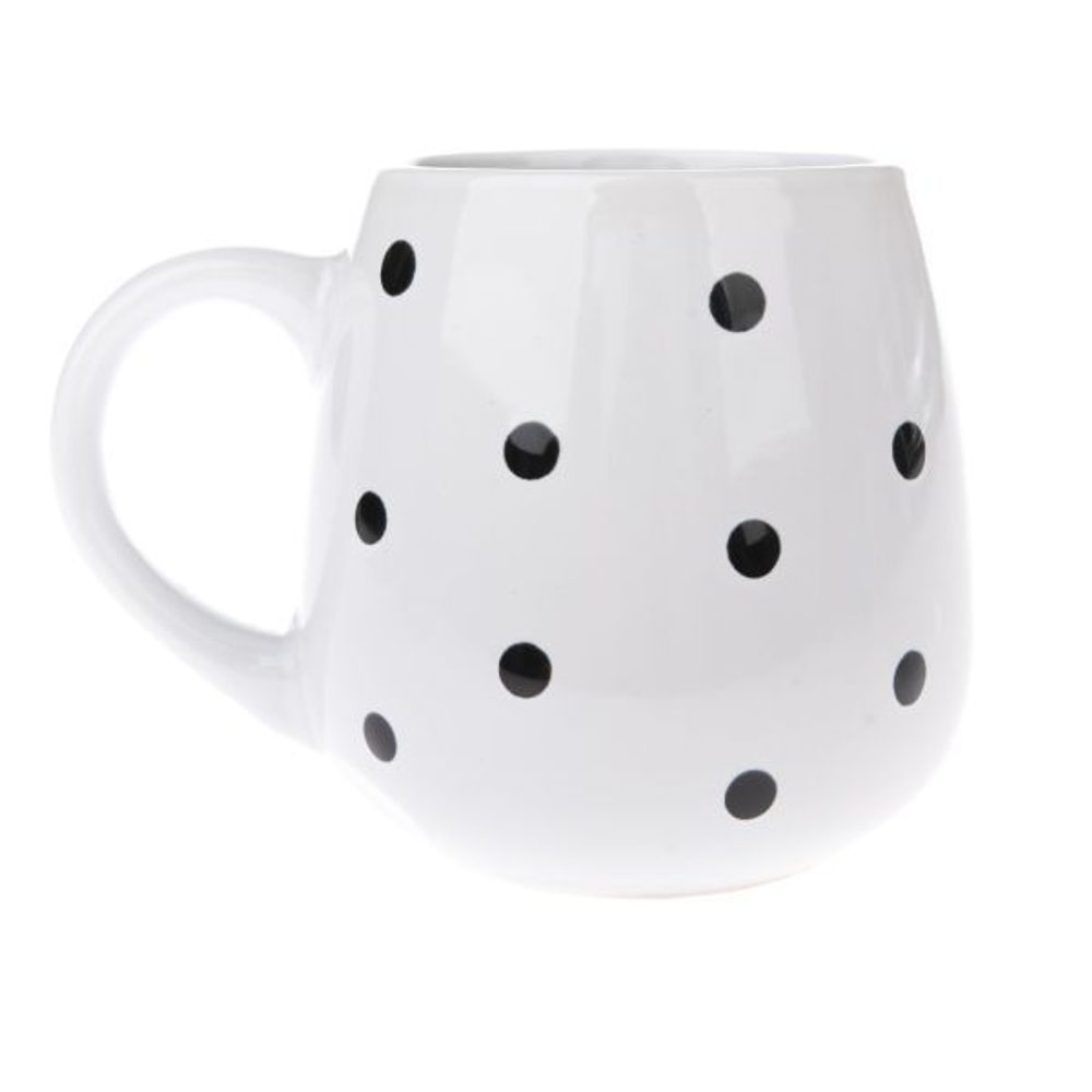 Levně hrnek 520ml BÍLÝ, ČERNÝ PUNTÍK, D10x10cm, keramika