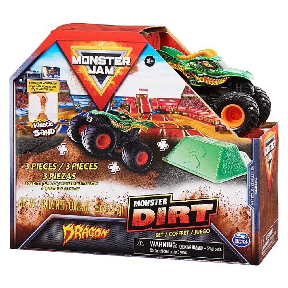 Levně SpinMaster MONSTER JAM - sběratelský kovový model Monster Truck, Dragon set s doplňky, 1:64