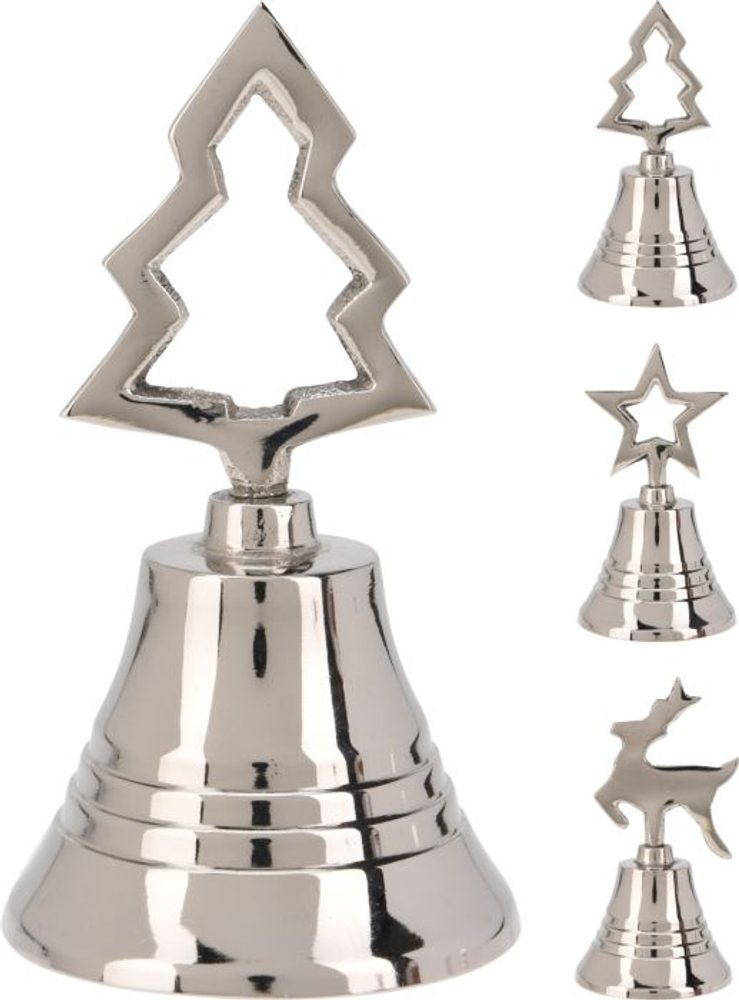 Levně zvonek 10cm, stříbrný, 3druhy, kov