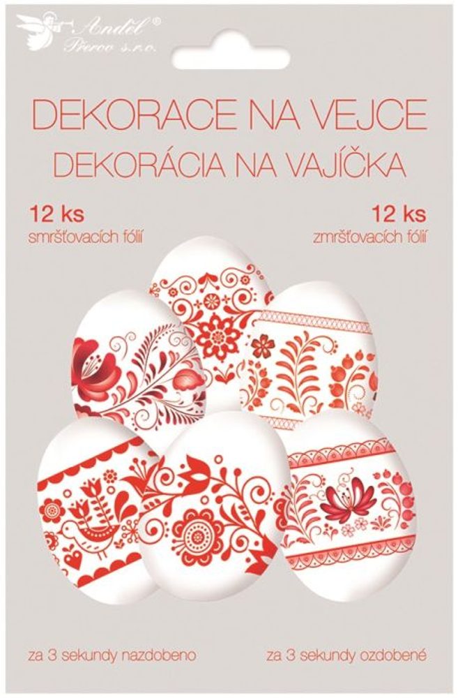 Levně sada k dekor. vajec, ČERVENÁ, 12ks, smršt.fólie