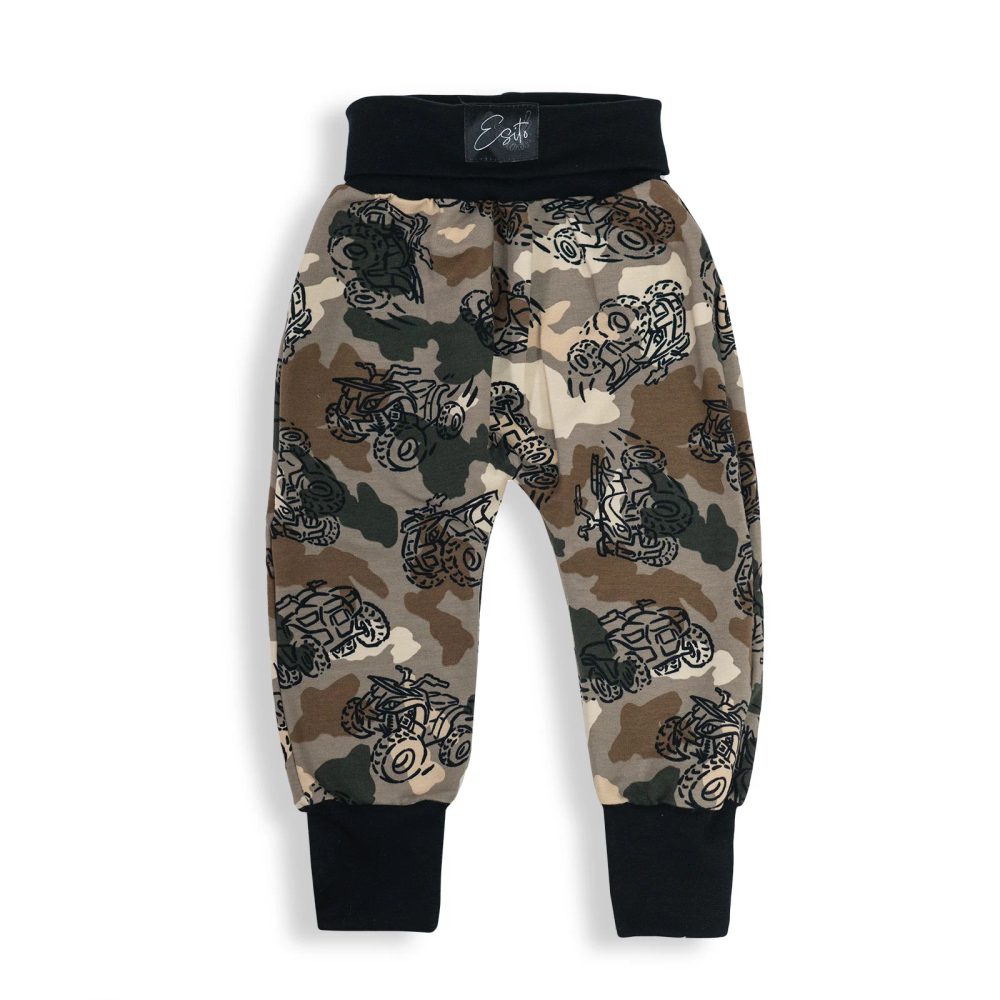 ESITO Dětské tepláky s vysokým pasem Čtyřkolky - hnědá - 98 hnědá