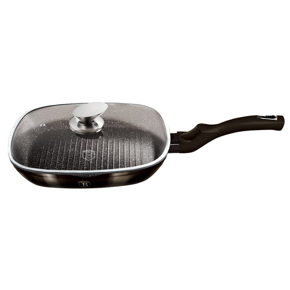 Levně BERLINGERHAUS Pánev grilovací s poklicí 28 cm Shiny Black Collection BH-6612