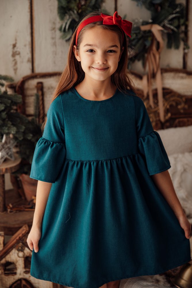 Levně Lily Grey Dívčí slavnostní boho šaty petrolej - 110