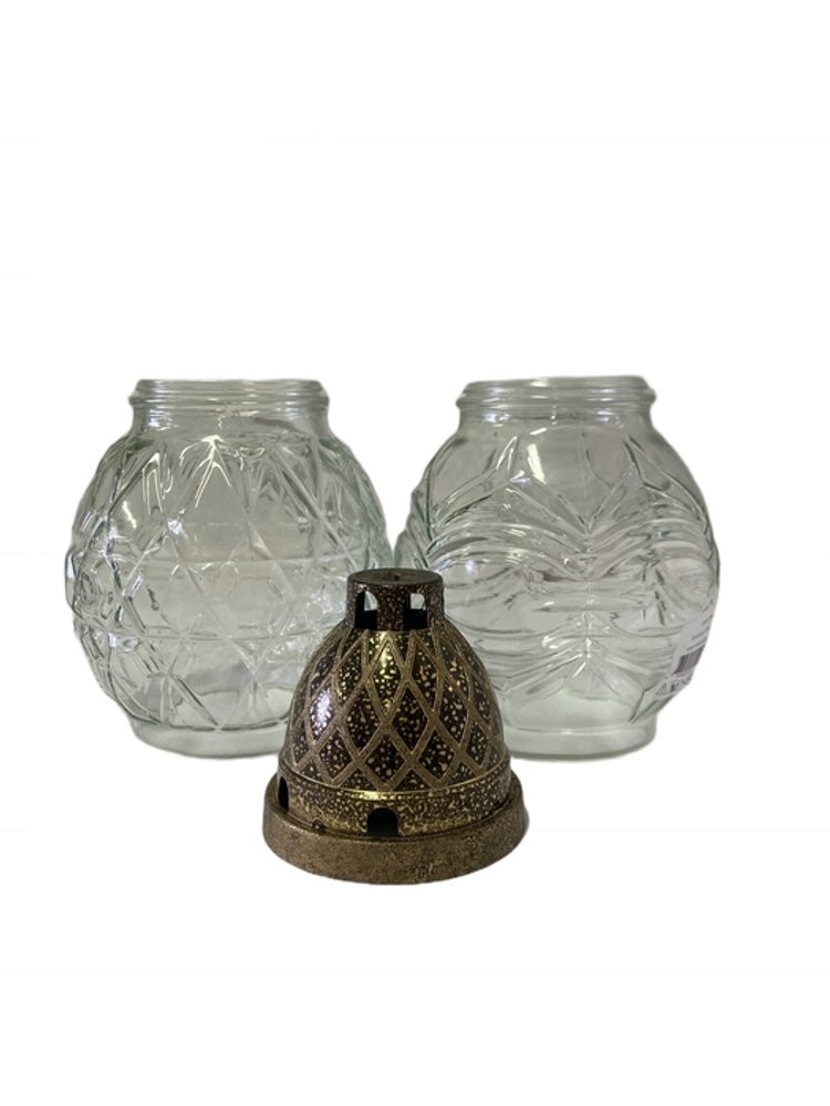 Levně sklo hřbitovní TULPNA Z535+víčko plast, 2typy baň. d13x(14+7)cm