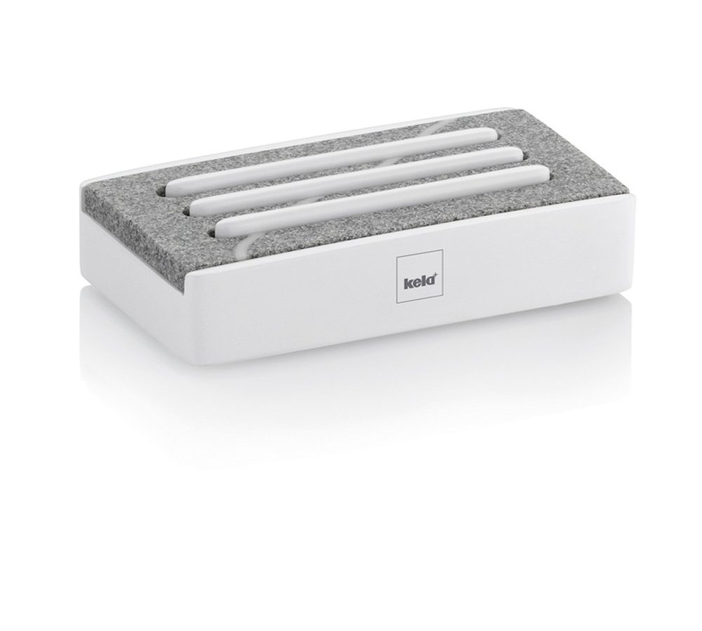 Levně KELA Miska na mýdlo Cubepolyresin bílá KL-23691