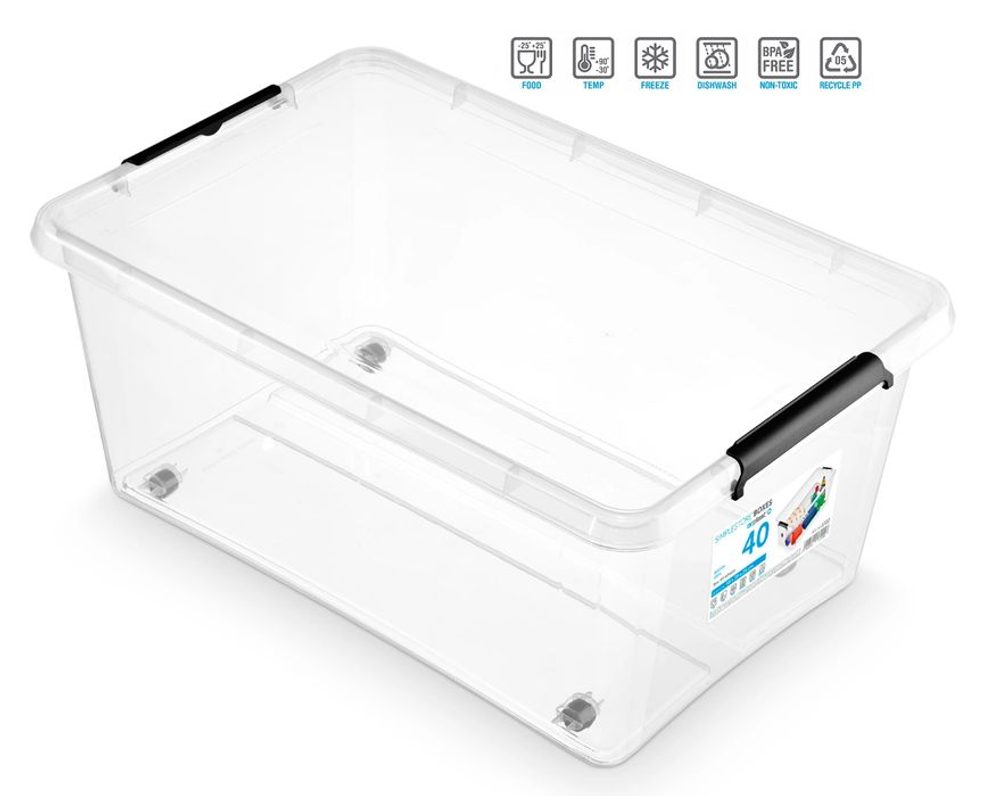 Levně box 40,0l SIMPLE-1722, 58x39x25cm, koleč.,transp.plast