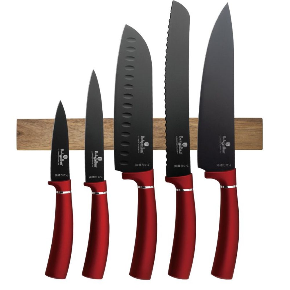 Levně BERLINGERHAUS Sada nožů s magnetickým držákem 6 ks Burgundy Metallic Line BH-2886