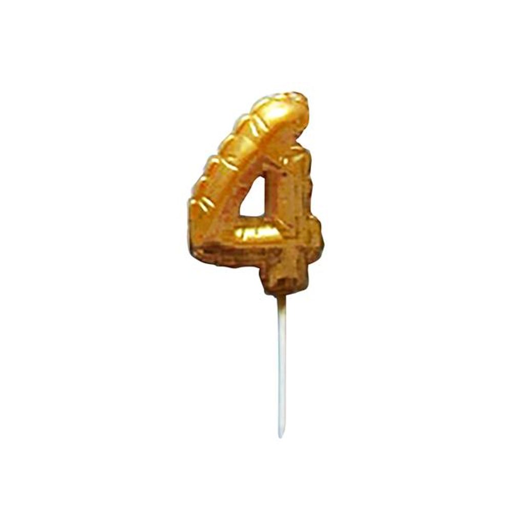 Levně TORO SVÍČKA BALÓNEK "4" 3,7X5,9CM ZÁPICH DO DORTU ZLATÁ