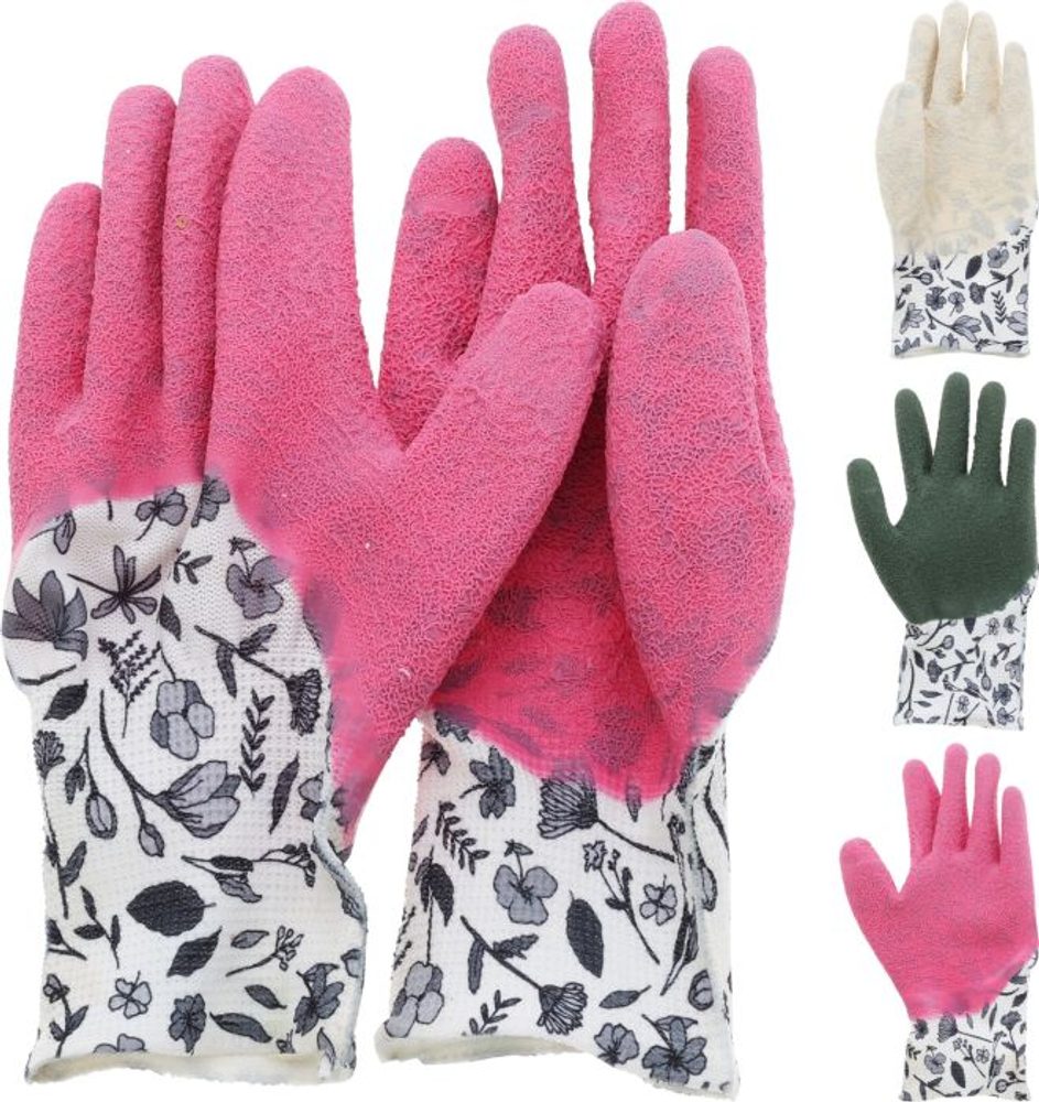 rukavice 1 pár, PES+PVC, mix barev, zahradní