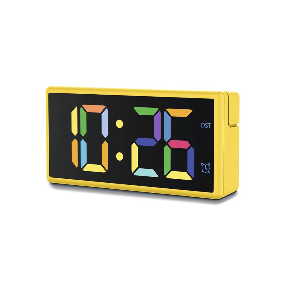 Levně Hama Ibiza, digitální budík, vícebarevný displej, USB napájení, USB s funkcí nabíjení, žlutý