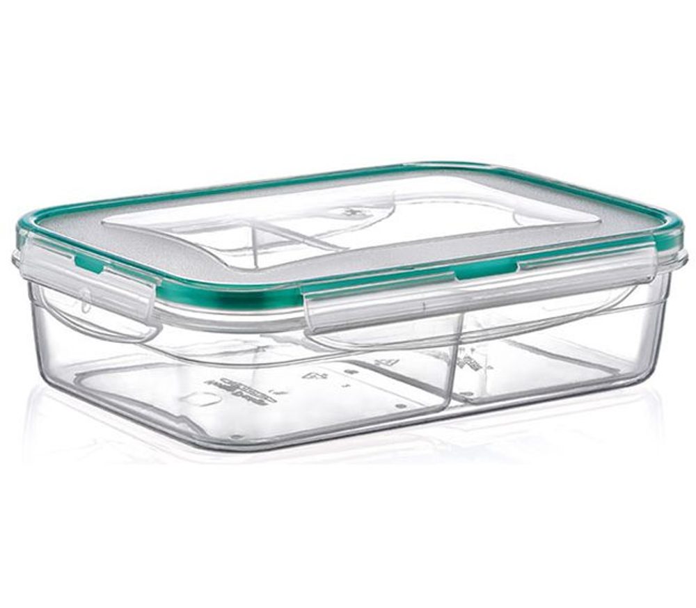 Levně box 1,0 l FRESH dělený(2x0,5l),klick 21x14,5x6cm,transp.plast