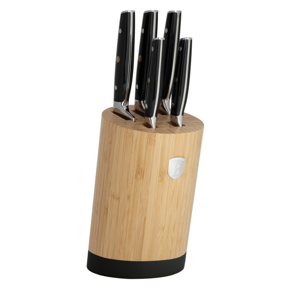 Levně BERLINGERHAUS Sada nožů se stojanem BAMBOO 6 ks Matte Black Collection BH-3136